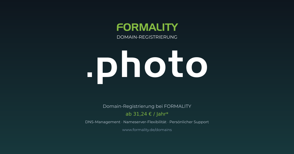 .photo-Domain prüfen & registrieren ab 31,24 €/Jahr | FORMALITY