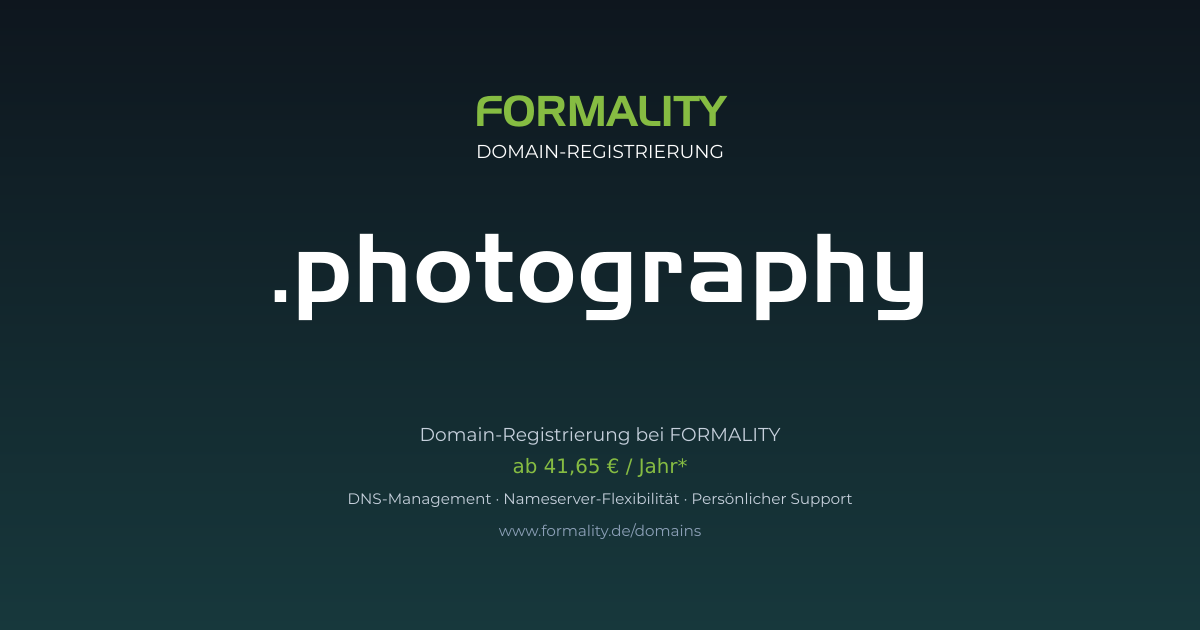 .photography-Domain prüfen & registrieren ab 41,65 €/Jahr | FORMALITY