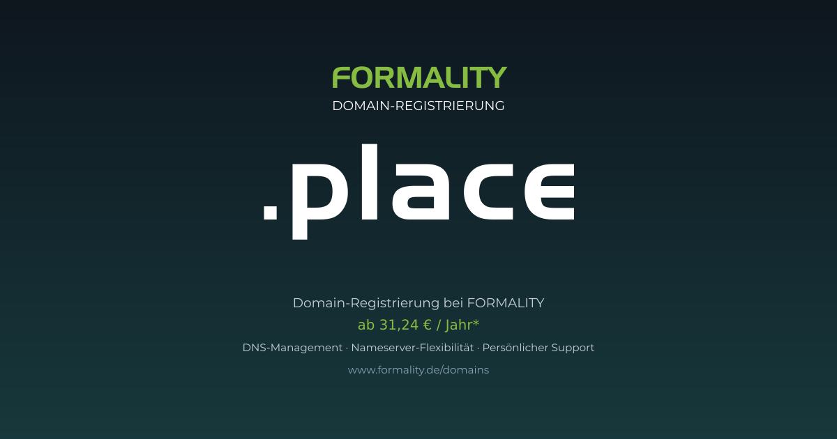 .place-Domain prüfen & registrieren ab 31,24 €/Jahr | FORMALITY