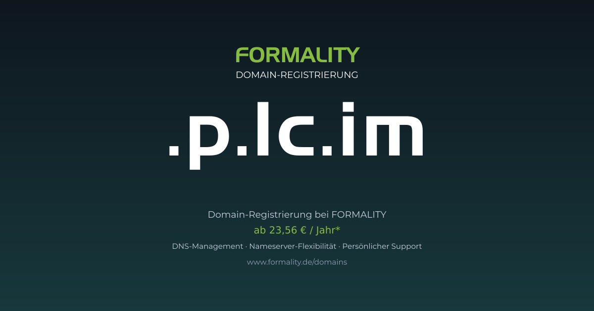 .p.lc.im-Domain prüfen & registrieren ab 23,56 €/Jahr | FORMALITY