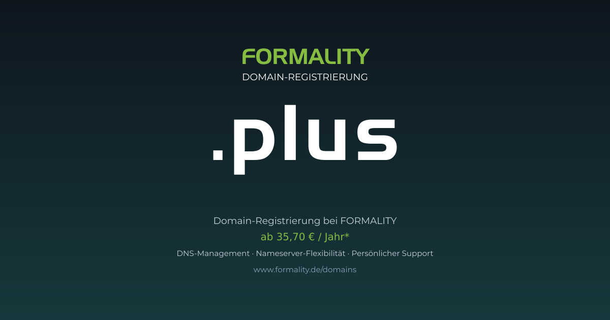 .plus-Domain prüfen & registrieren ab 35,70 €/Jahr | FORMALITY