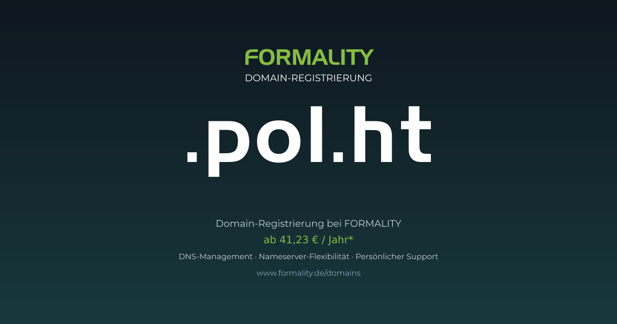 .pol.ht-Domain ab 41,23 € pro Jahr registrieren