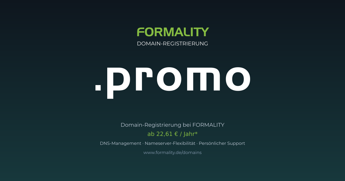 .promo-Domain prüfen & registrieren ab 22,61 €/Jahr | FORMALITY