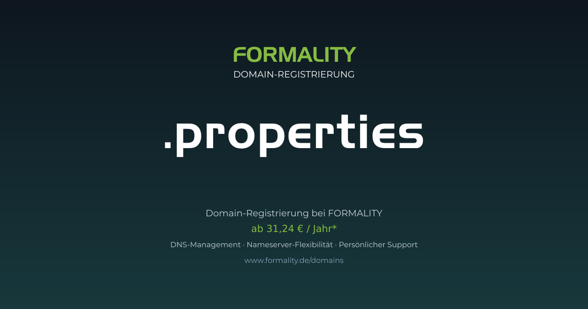 .properties-Domain prüfen & registrieren ab 31,24 €/Jahr | FORMALITY