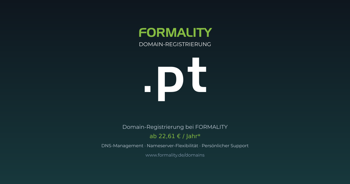 .pt-Domain prüfen & registrieren ab 22,61 €/Jahr | FORMALITY