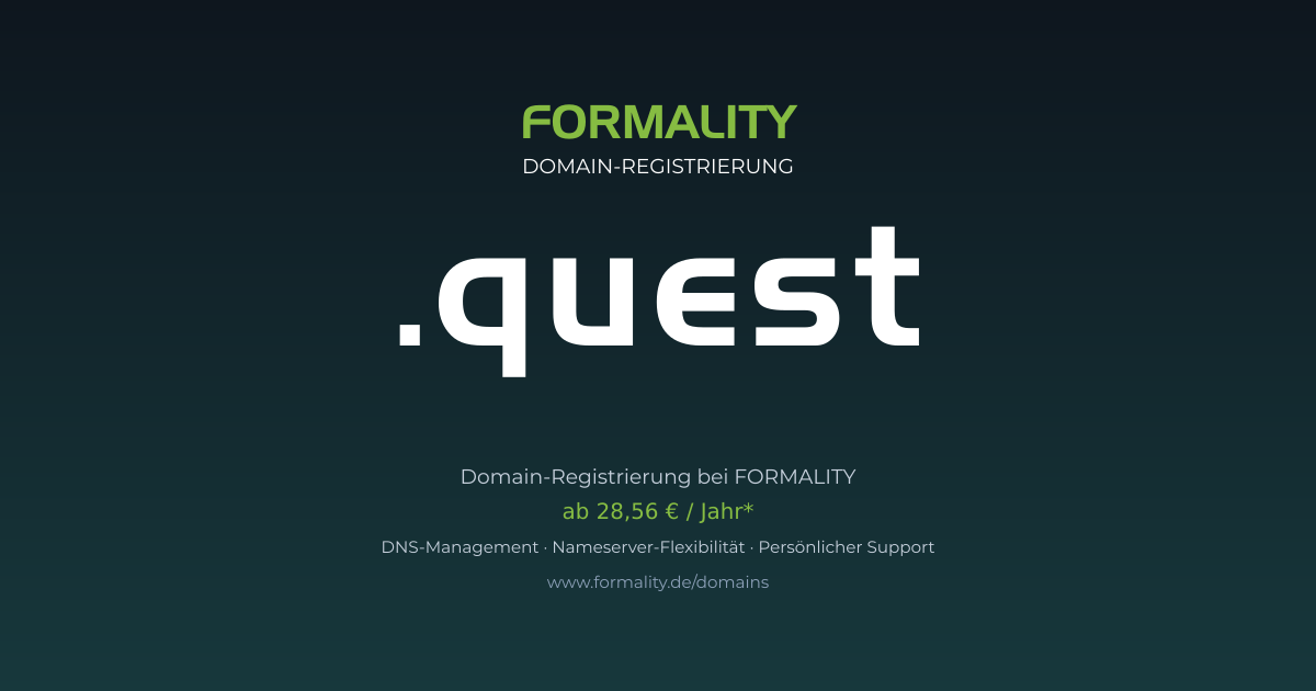 .quest-Domain prüfen & registrieren ab 28,56 €/Jahr | FORMALITY
