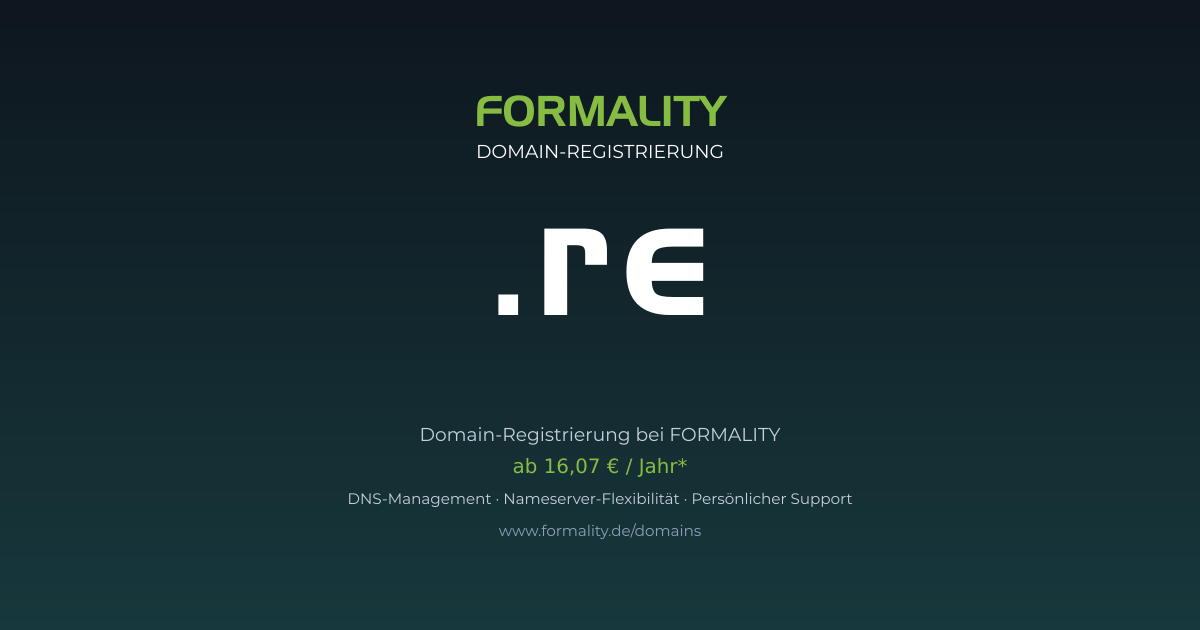.re-Domain prüfen & registrieren ab 16,07 €/Jahr | FORMALITY
