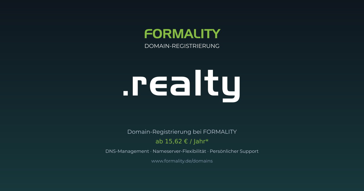 .realty-Domain ab 15,62 € pro Jahr registrieren