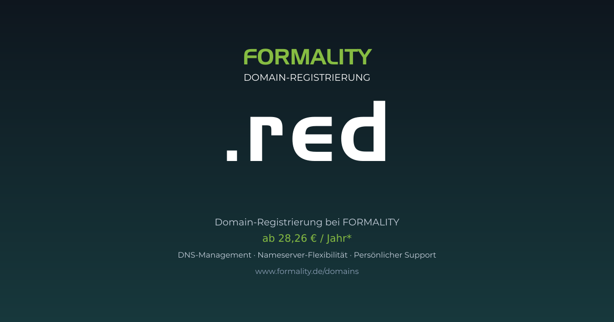 .red-Domain prüfen & registrieren ab 28,26 €/Jahr | FORMALITY