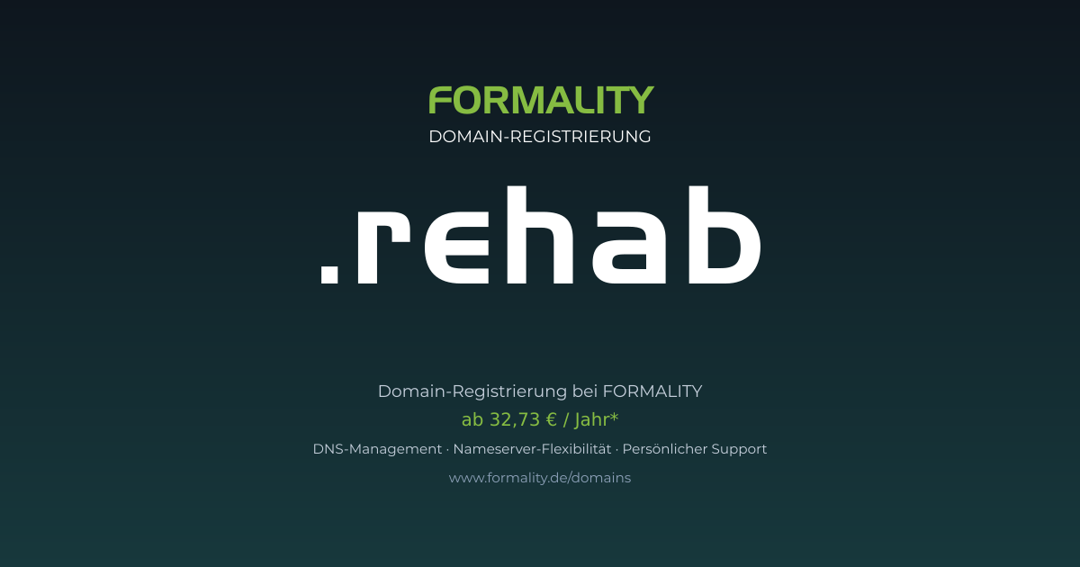 .rehab-Domain ab 32,73 € pro Jahr registrieren