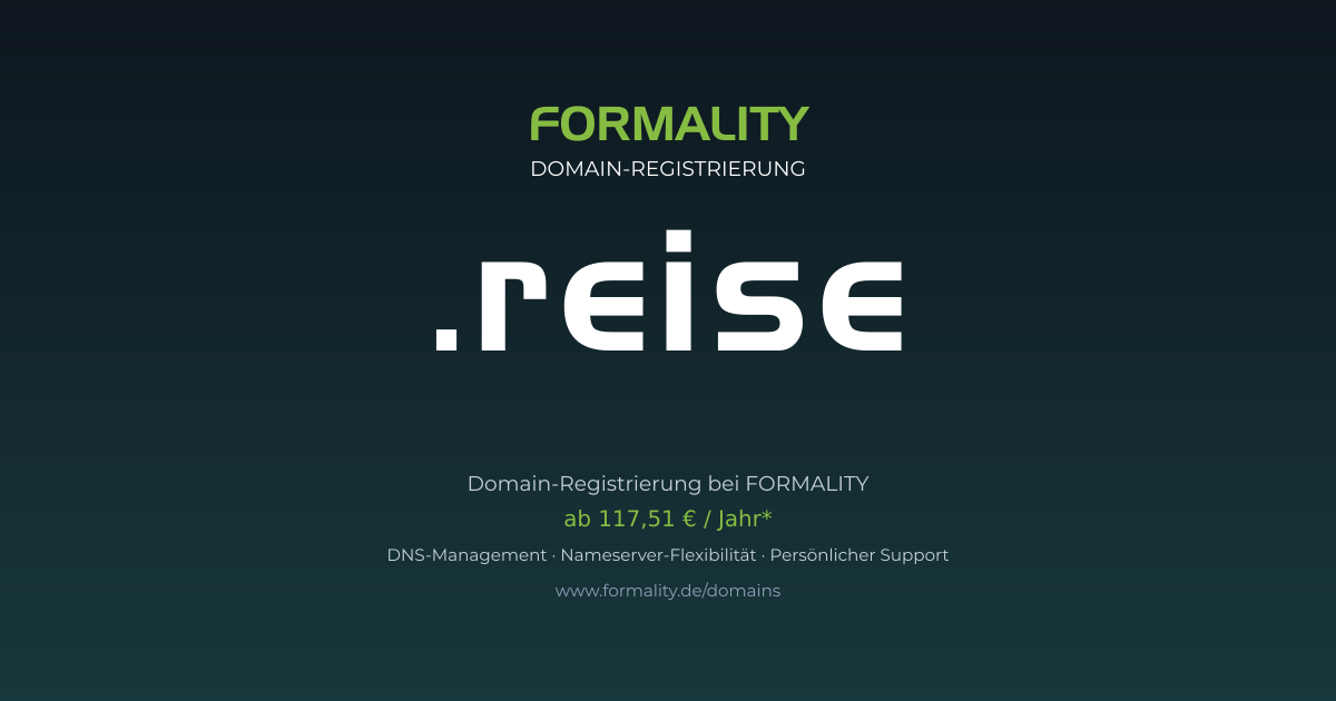 .reise-Domain prüfen & registrieren ab 117,51 €/Jahr | FORMALITY