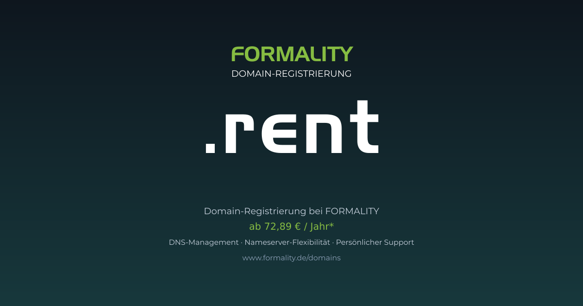 .rent-Domain prüfen & registrieren ab 72,89 €/Jahr | FORMALITY