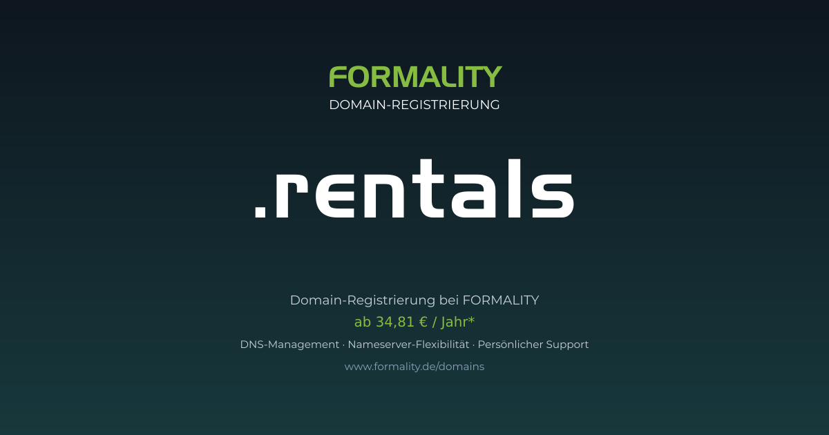 .rentals-Domain prüfen & registrieren ab 34,81 €/Jahr | FORMALITY