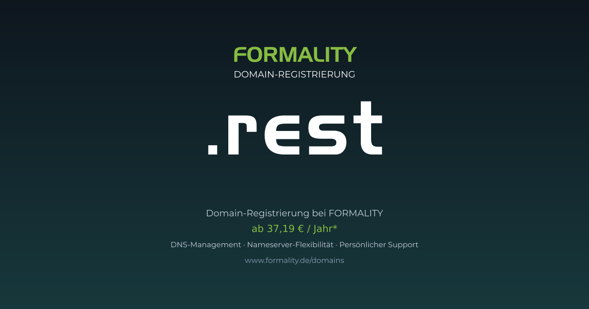 .rest-Domain prüfen & registrieren ab 37,19 €/Jahr | FORMALITY