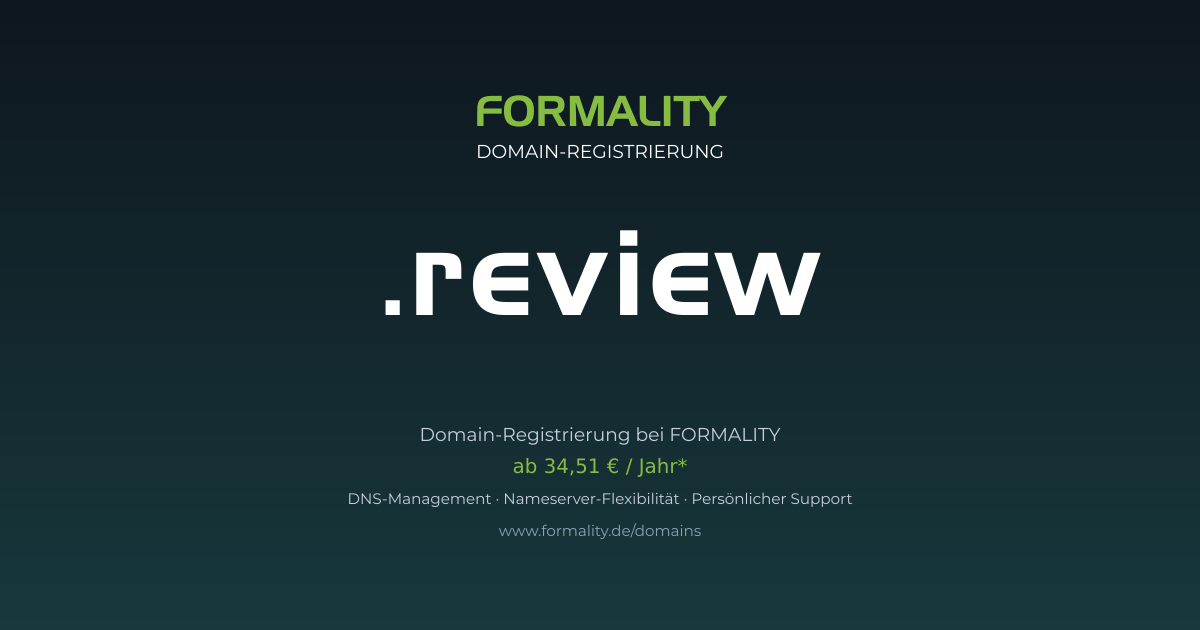 .review-Domain ab 34,51 € pro Jahr registrieren