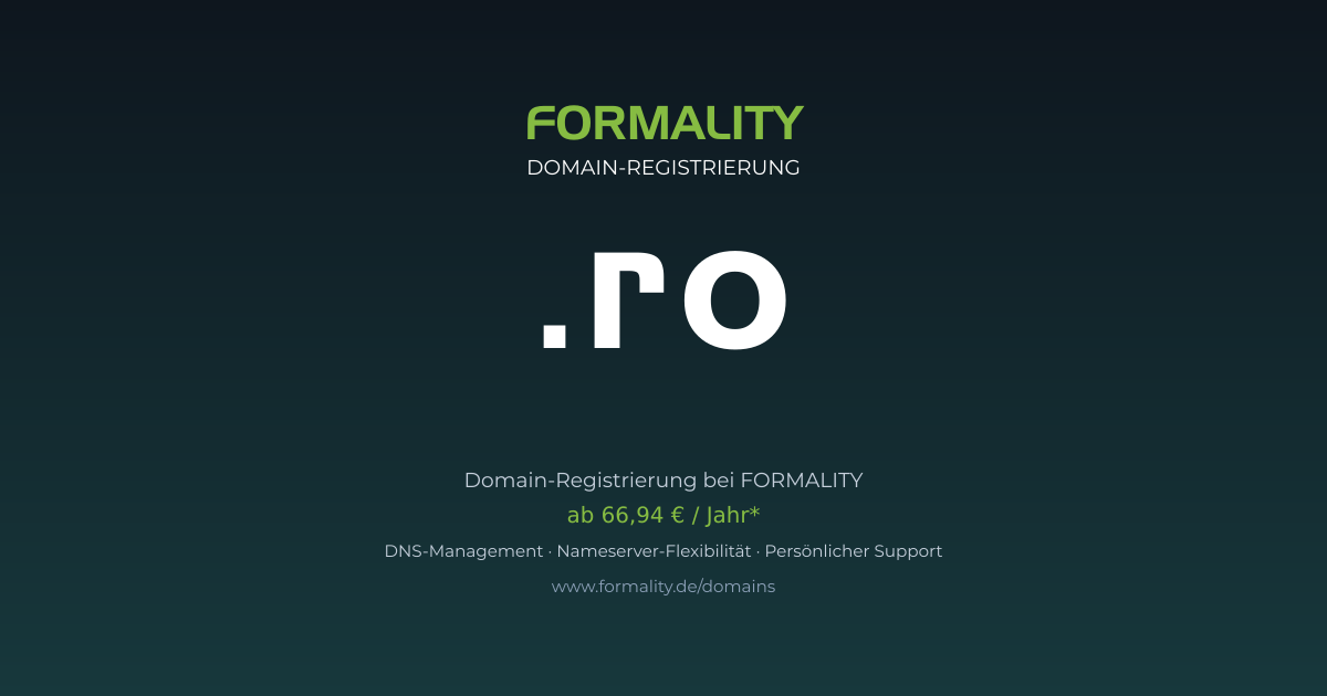 .ro-Domain prüfen & registrieren ab 66,94 €/Jahr | FORMALITY