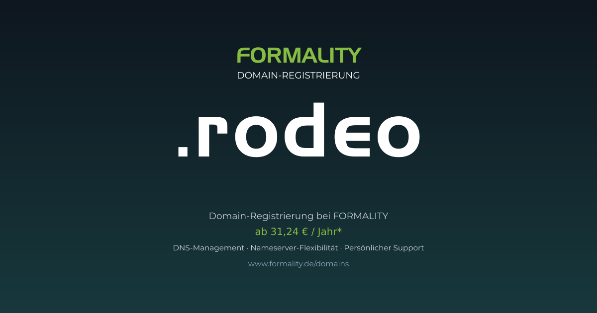 .rodeo-Domain ab 31,24 € pro Jahr registrieren