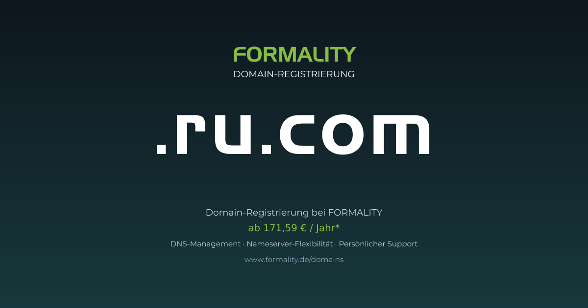 .ru.com-Domain prüfen & registrieren ab 171,59 €/Jahr | FORMALITY