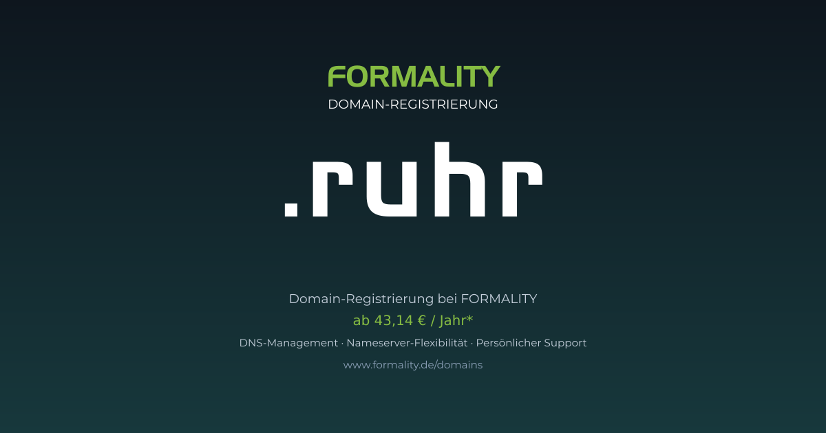.ruhr-Domain prüfen & registrieren ab 43,14 €/Jahr | FORMALITY