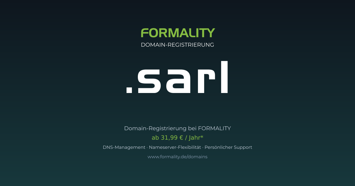 .sarl-Domain prüfen & registrieren ab 31,99 €/Jahr | FORMALITY