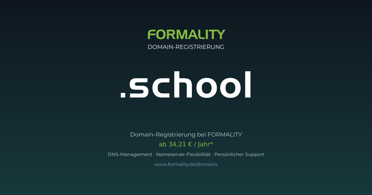 .school-Domain prüfen & registrieren ab 34,21 €/Jahr | FORMALITY