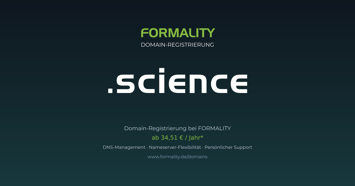 .science-Domain prüfen & registrieren ab 34,51 €/Jahr | FORMALITY