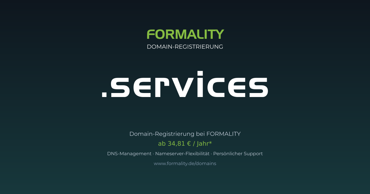 .services-Domain prüfen & registrieren ab 34,81 €/Jahr | FORMALITY