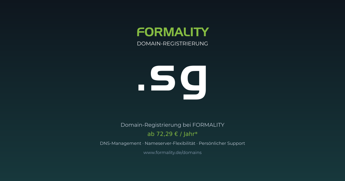 .sg-Domain prüfen & registrieren ab 72,29 €/Jahr | FORMALITY