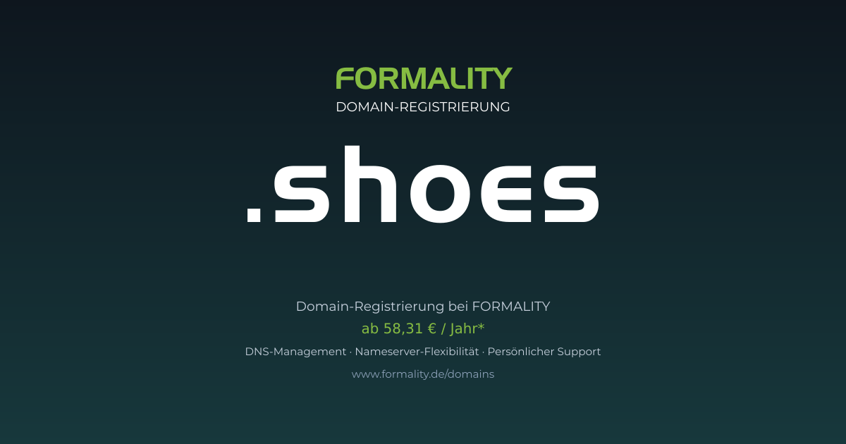 .shoes-Domain prüfen & registrieren ab 58,31 €/Jahr | FORMALITY
