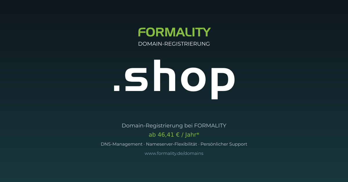.shop-Domain prüfen & registrieren ab 46,41 €/Jahr | FORMALITY