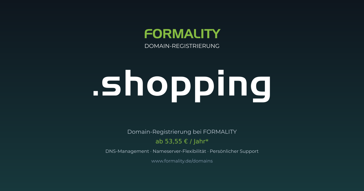 .shopping-Domain prüfen & registrieren ab 53,55 €/Jahr | FORMALITY