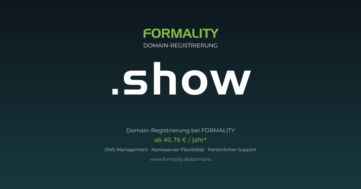 .show-Domain ab 40,76 € pro Jahr registrieren