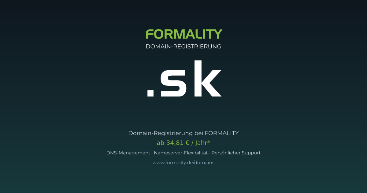 .sk-Domain ab 34,81 € pro Jahr registrieren