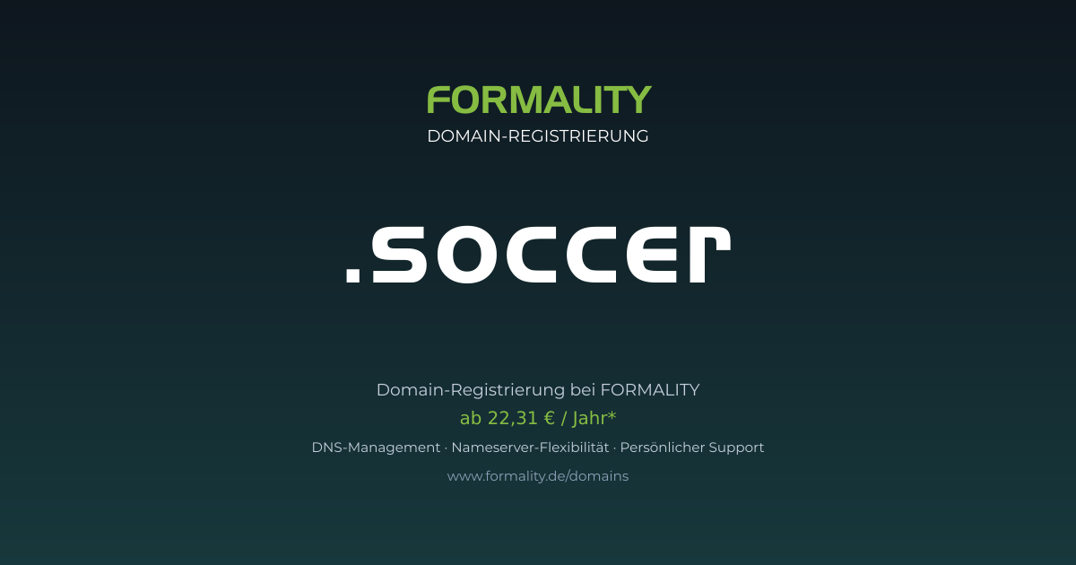 .soccer-Domain prüfen & registrieren ab 22,31 €/Jahr | FORMALITY