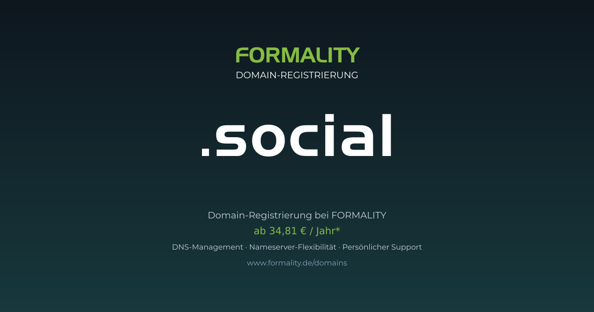.social-Domain prüfen & registrieren ab 34,81 €/Jahr | FORMALITY