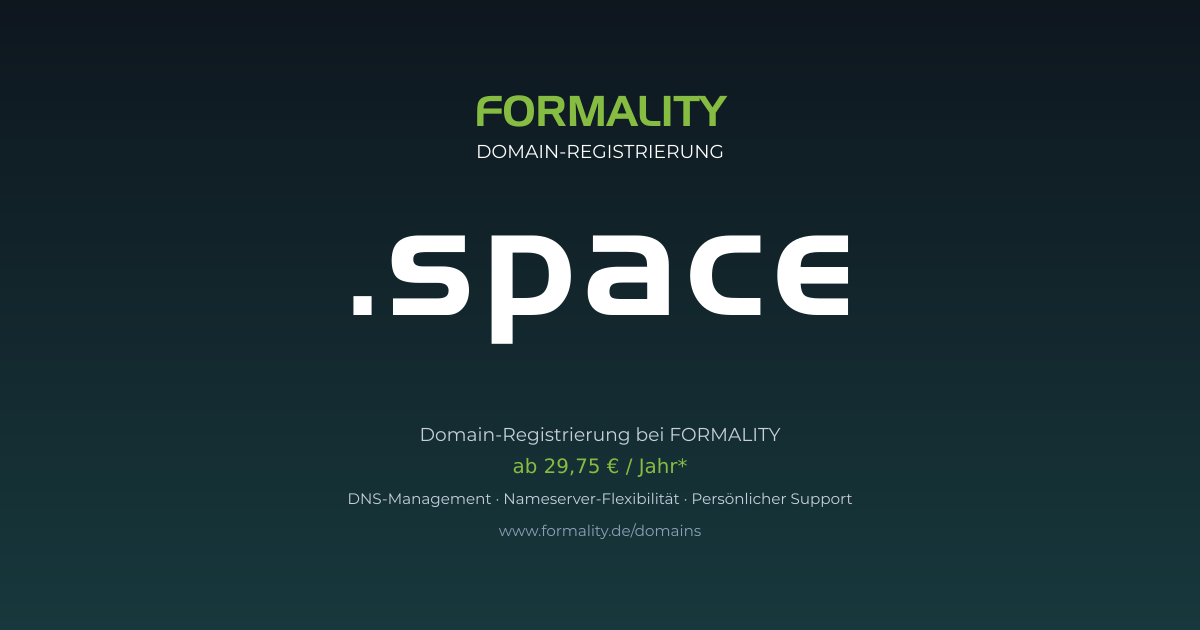 .space-Domain prüfen & registrieren ab 29,75 €/Jahr | FORMALITY