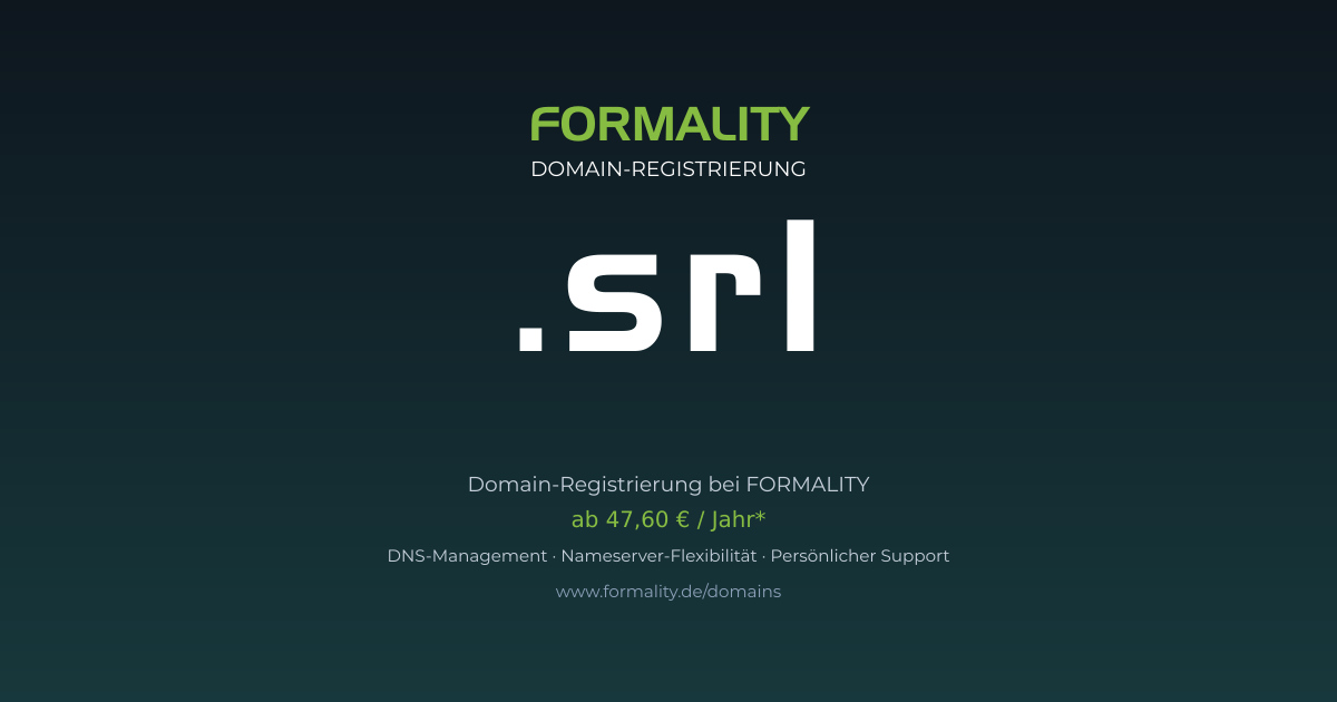 .srl-Domain prüfen & registrieren ab 47,60 €/Jahr | FORMALITY