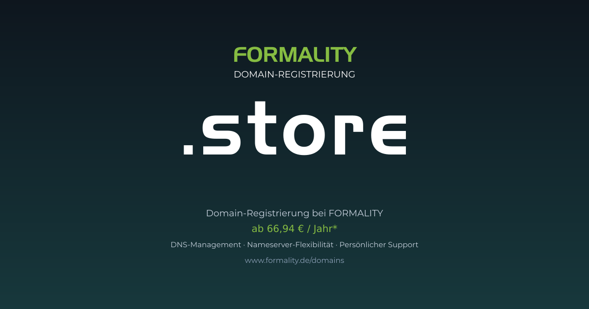 .store-Domain prüfen & registrieren ab 66,94 €/Jahr | FORMALITY