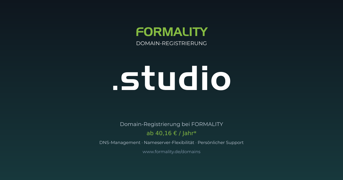 .studio-Domain prüfen & registrieren ab 40,16 €/Jahr | FORMALITY
