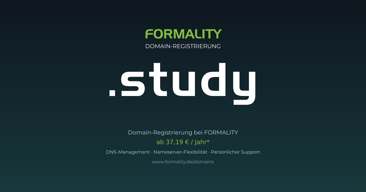 .study-Domain prüfen & registrieren ab 37,19 €/Jahr | FORMALITY