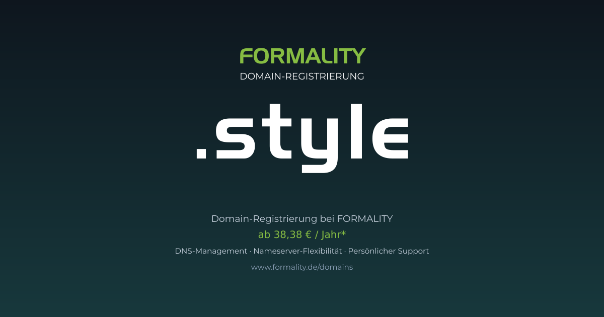 .style-Domain prüfen & registrieren ab 38,38 €/Jahr | FORMALITY
