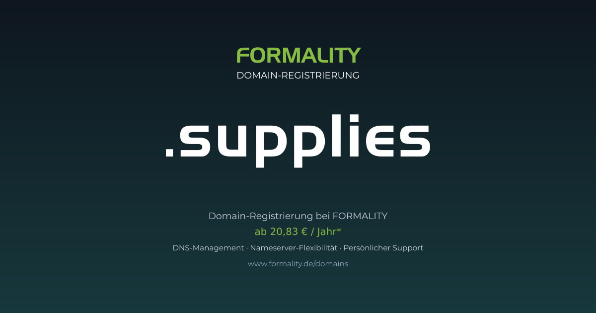 .supplies-Domain prüfen & registrieren ab 20,83 €/Jahr | FORMALITY