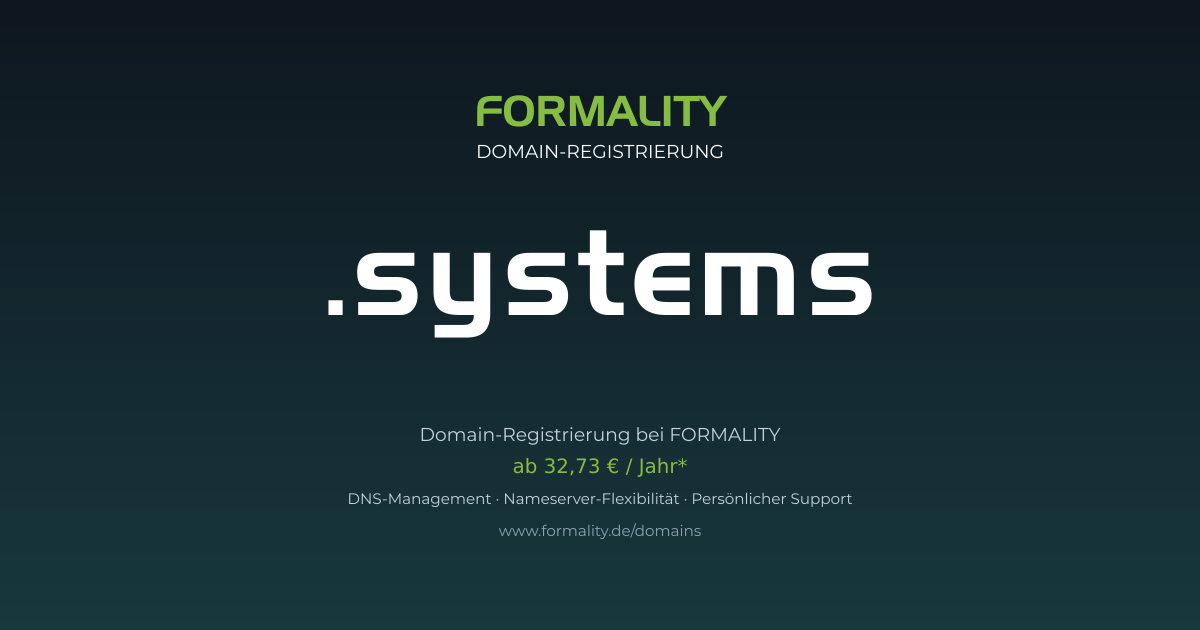 .systems-Domain ab 32,73 € pro Jahr registrieren