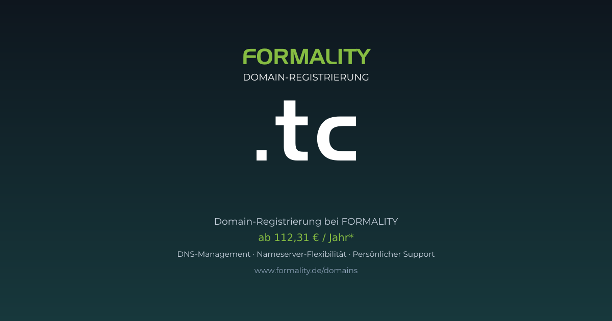 .tc-Domain prüfen & registrieren ab 112,31 €/Jahr | FORMALITY