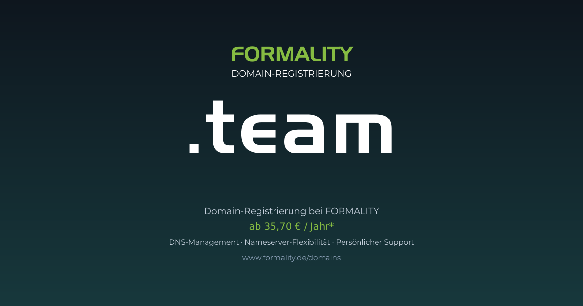 .team-Domain ab 35,70 € pro Jahr registrieren