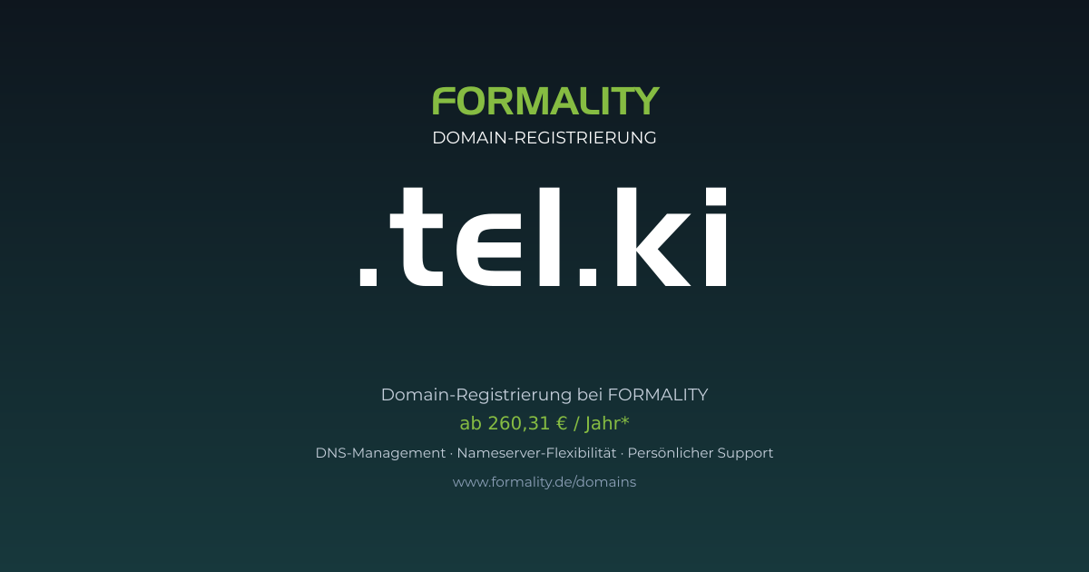 .tel.ki-Domain ab 260,31 € pro Jahr registrieren