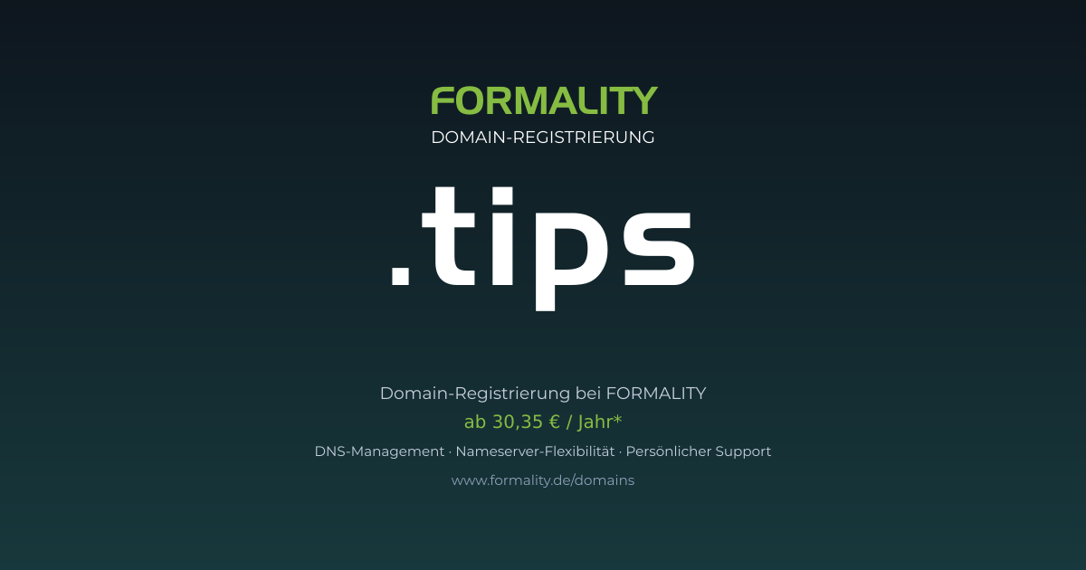 .tips-Domain ab 30,35 € pro Jahr registrieren