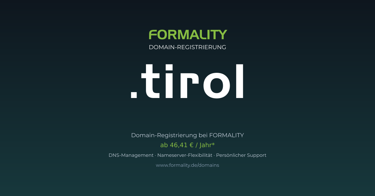 .tirol-Domain ab 46,41 € pro Jahr registrieren