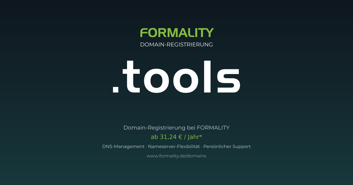 .tools-Domain ab 31,24 € pro Jahr registrieren