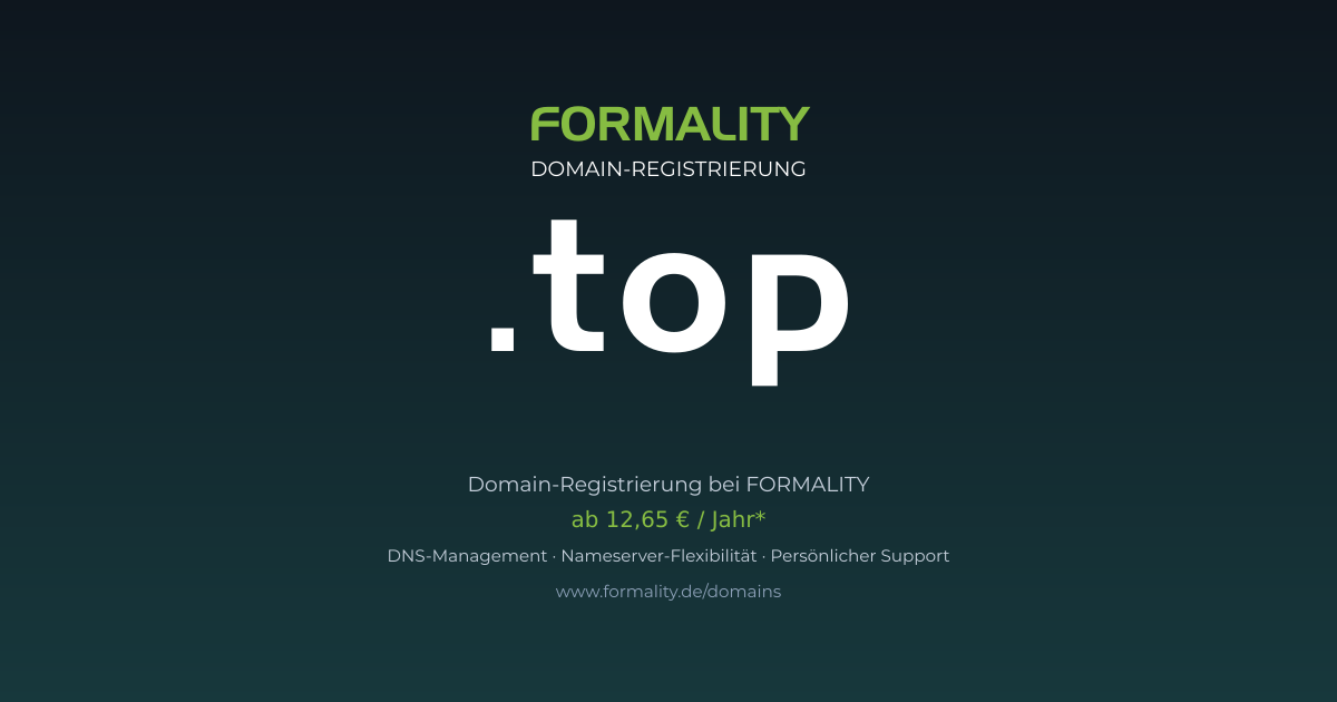 .top-Domain ab 12,65 € pro Jahr registrieren